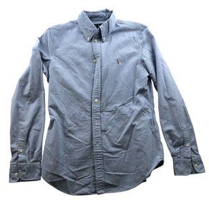 Ralph Lauren Mens Shirt Medium Long Sleeve Custom Fit Blue Button-Down Casual